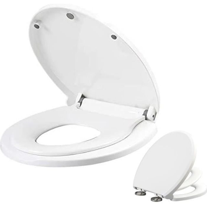 Abattant WC Familial, Lunette de Toilette avec Siège Enfant Magnétique,  Frein de Chute et Charnière Réglable, Abattant WC en Polyéthylène pour  Adultes