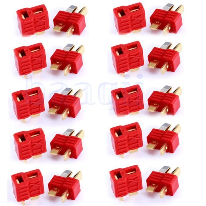 10 Paires Deans Plug T Type De Connecteur Femelle Male Pour Rc Batterie Lipo Esc Achat Vente Piece Detachee Drone Cdiscount