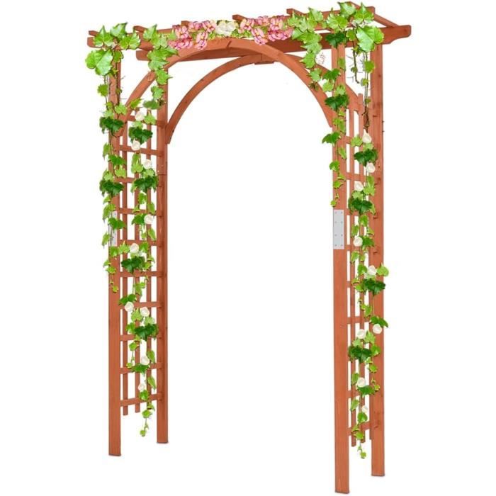 GOPLUS Arche de Jardin en Bois pour Plantes ou Fleurs Grimpantes, Arche en Treillis à Rosiers pour Fête-Mariage, 160x60x217 CM