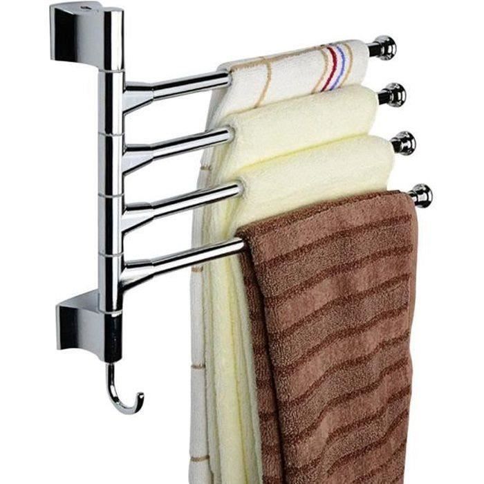 BUTY-Porte Serviette 4 Barre Réglable Acier Inox Mur Salle Bain ...