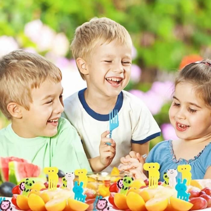 10 Piques à Fruits Dessin Animé En Plastique | Décoration Bento, Brochettes Apéritif | Blanc | Pour Enfants, Fêtes