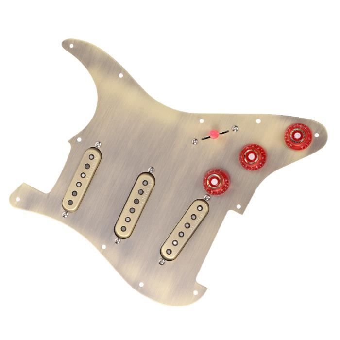 Alnicov Pickguard Précâblé SSS 3 Plis Crème Brillant – Avec Plaque Arrière – Remplacement Guitare Électrique Strat Style