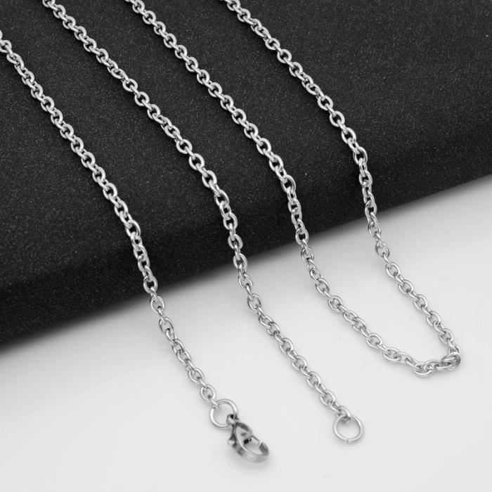 Chaine de cou - HUEIHWOH - Maille Forçat - Acier au titane - Largeur 3mm - Longueur 60cm