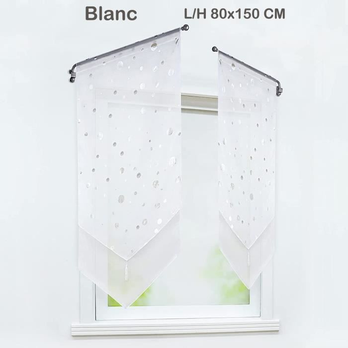 KAMACA Rideau Brise-Bise Cuisine Oies - 50x90 Cm Transparent Raccourcissable Motif Pulvérisé