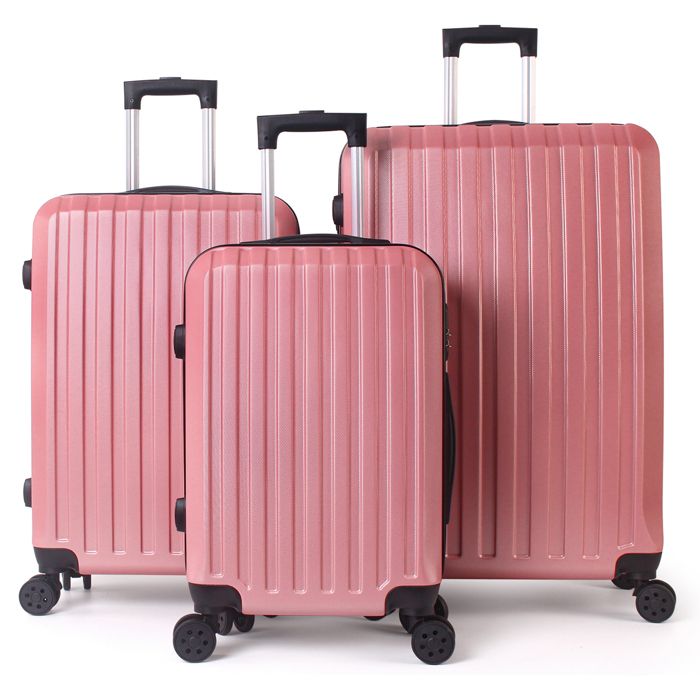 Set De Valises Vintage Urecity 4 Pièces (14, 20, 24, 28 Pouces) – Cuir Rose, Roues 4 Directions, Légères Et étanches