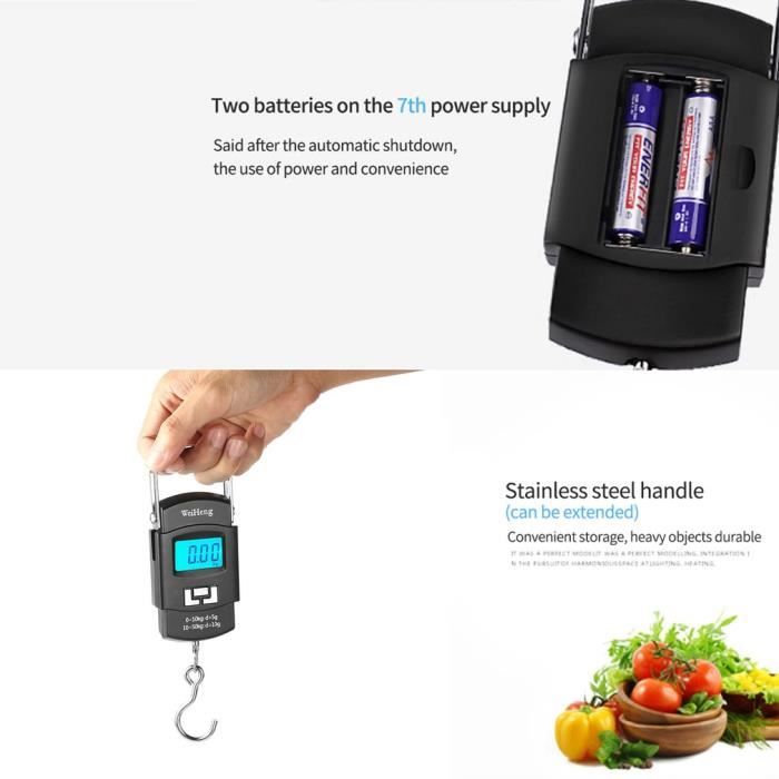 Balance à Bagages Numérique 50 Kg - Rétroéclairage LCD, Précision 10g, Portable Pour Voyage, Poisson, Colis