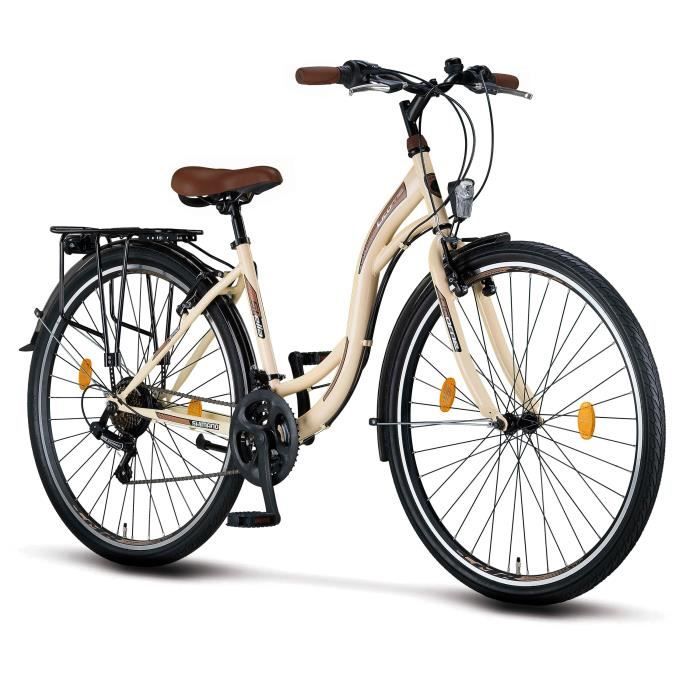 Licorne Bike Stella Premium City Bike 24,26 et 28 pouces – Vélo hollandais, Garçon [Beige, 28]