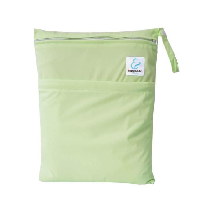 Sac imperméable pour couches lavables 2 poches - Vert d'eau