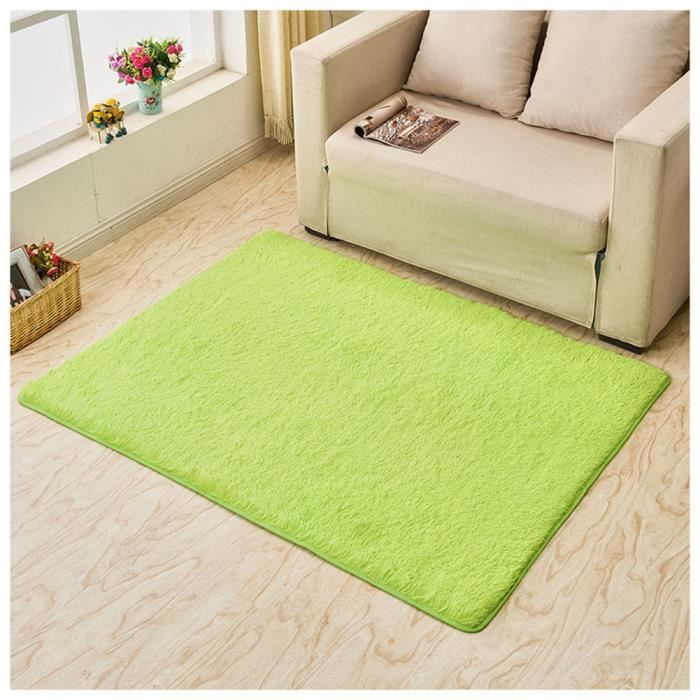 Tapis Moelleux à Poils Longs 120x160 Cm - Antidérapant, Lavable - Pour Chambre, Salon, Enfant - Vert Foncé