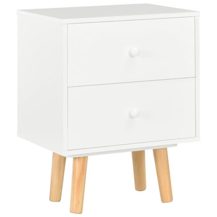 Table de chevet - BAÏTA - Gamme ULOS - Blanc et effet chêne - L 40 x P 39,5  x H 50 cm - Cdiscount Maison