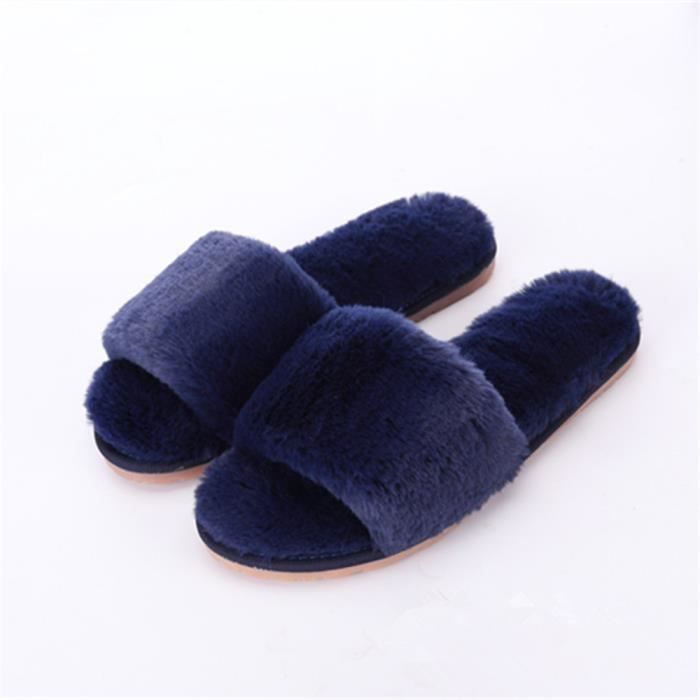 Chausson Femme Chaussures intérieur Tendance Nouvelle Mode Chaussons  Cartoon Peluche courte Chaussure Femmes Plus Taille Azur - Cdiscount