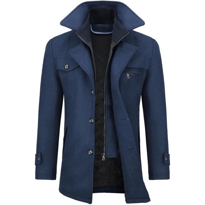 Manteau Homme en Laine Bleu Chaud et Epais Style Business Hiver Bleu Cdiscount Pret a Porter