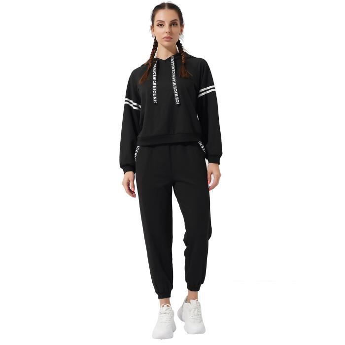 Survêtement Femme 2 Pièces - Pantalon Large Et Haut Col Rond - Taille Grande - Style Décontracté Hiver