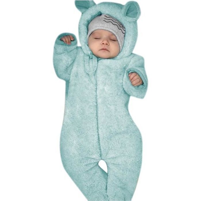 Nouveau ne bebe garcon hiver polaire combinaison solide a capuche barboteuse manteau chaud vetements d exterieur n25392 Bleu Cdiscount Pret a Porter