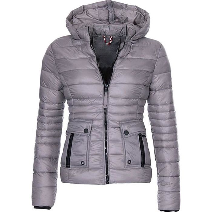 Doudoune Hiver Femme Chaude – Capuche, Polaire, Coupe-vent – Manteau Parka épais Avec Fermeture éclair – Imperméable Léger, Coupe Ajustée
