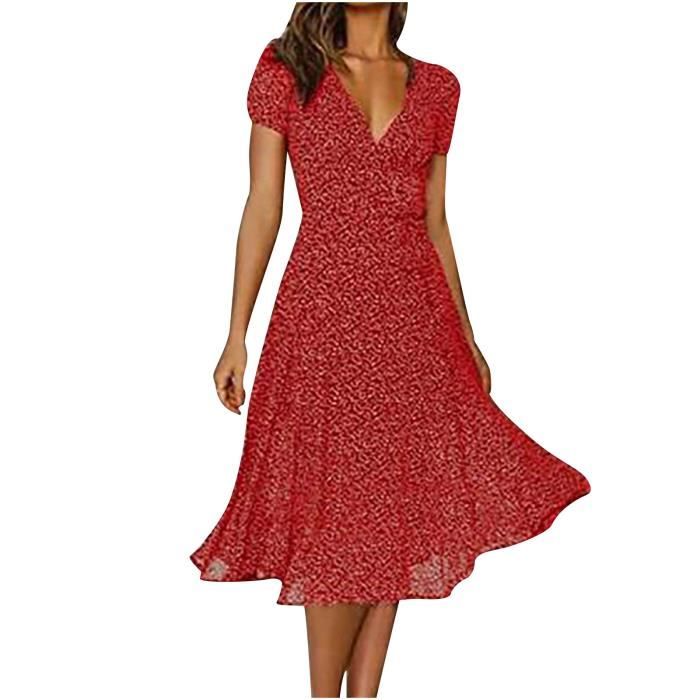 Robe col V à imprimé fleuri