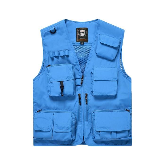 Gilet De Pêche Homme OlyljpinZ - Multipoches - Nylon Respirant - Séchage Rapide