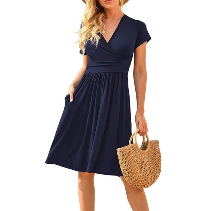 Robe bleu marine col v top