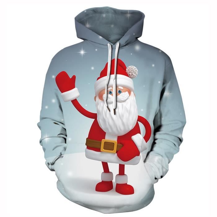 Sweat à capuche imprimé Père Noël