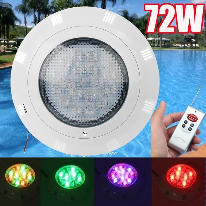 Lumière LED de piscine RVB 12V 72W IP68 avec télécommande