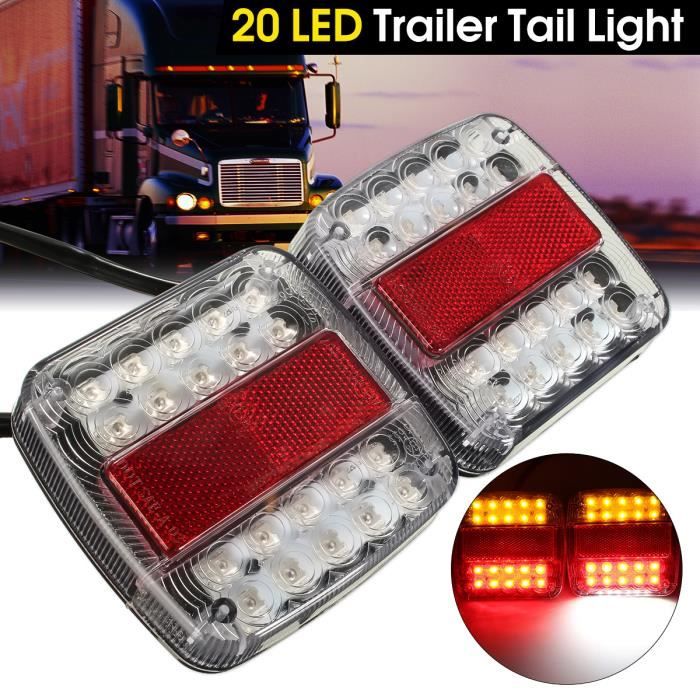 2x Feux Arrière LED 12V/24V - Stop, Clignotant, Marche Arrière Pour Remorques Camions