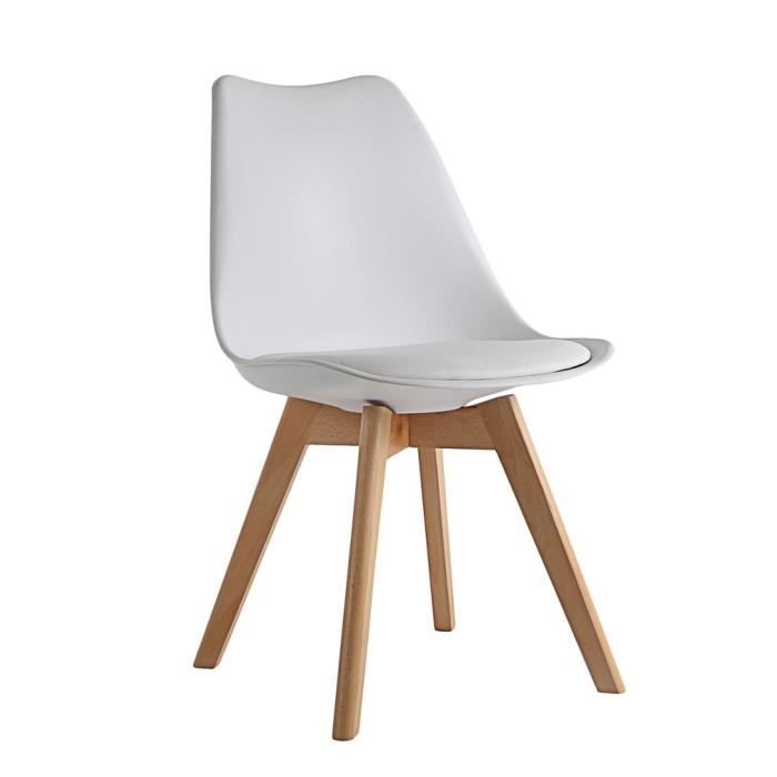 Lot De 2 Chaises Salle A Manger Scandinave Avec Pieds En Bois Massif Tm Retro Tulip Chaise De Salle De Bureau Blanc Achat Vente Chaise Cdiscount
