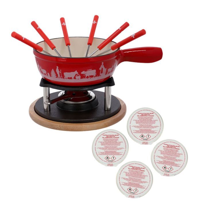 Service à fondue au fromage 6 personnes et 2 coupelles d'alcool gélifié