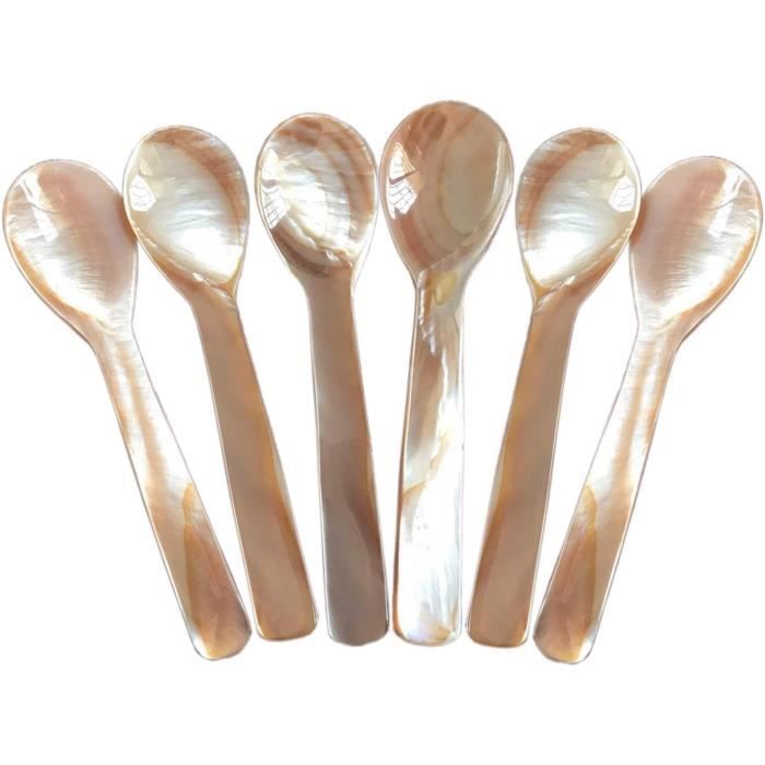 Cuillères à Caviar En Nacre Naturelle - Lot De 2 - 7cm - Pour Œufs, Glaces Et Café - PYRUVAE
