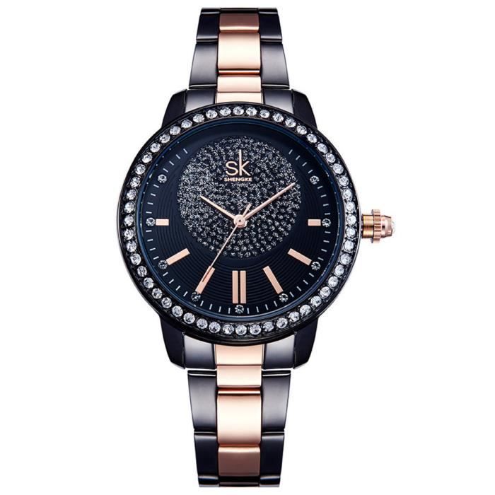 SHARPHY Montre Femme Marque de Luxe Diamant 2019 Nouveau Noir