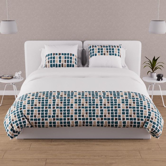 Parure housse de couette en coton 57 fils 240x220 cm FABIO bleu par Soleil dOcre