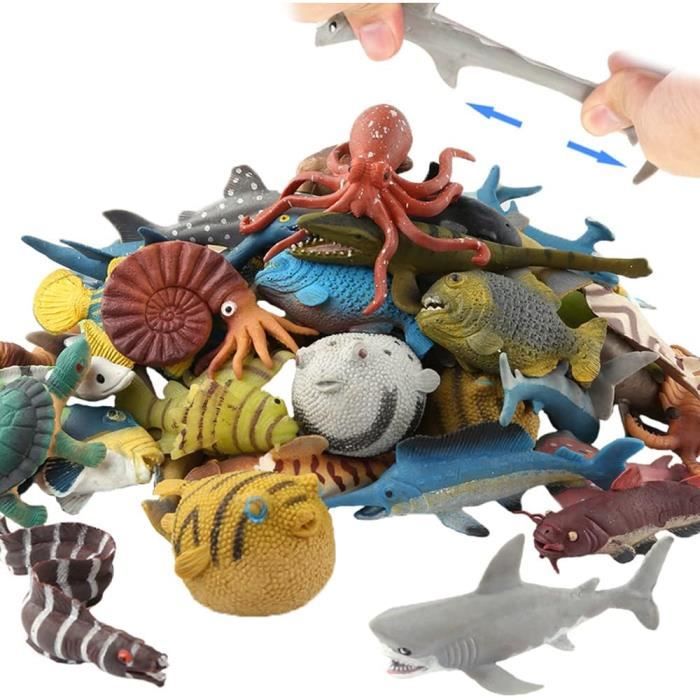 18 Jouets Animaux Marins En Caoutchouc Alimentaire - Changeants De Couleur Pour Le Bain