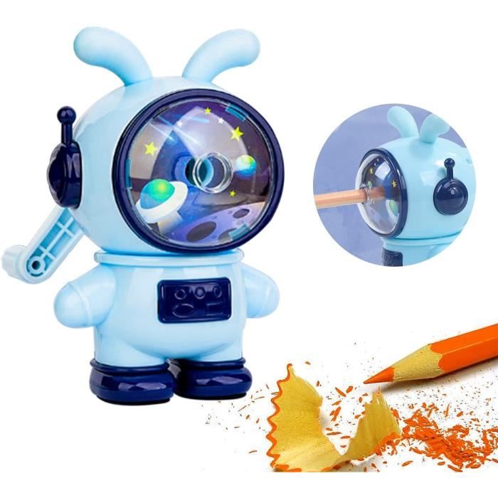 Detontek Taille-Crayon Manuel Astronaute - Avec Récipient - Épaisseur Réglable - Bleu Ou Rose - Bureau, École, Maison
