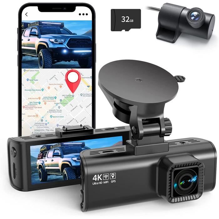REDTIGER Caméra de tableau de bord pour tableau de bord 4K/2,5K avec GPS  WiFi Dash Cam