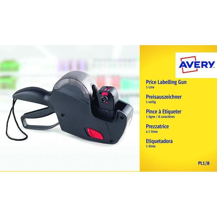 Étiqueteuse Avery 1 Ligne Noire - Avec Rouleau Encreur Et Étiquettes 26x12mm - 8 Caractères Max
