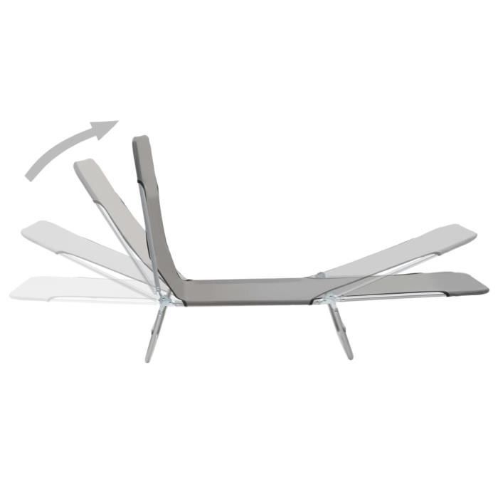 Chaises longues pliables 2 pcs Acier et tissu Gris SURENHAP J04555 Cdiscount Jardin