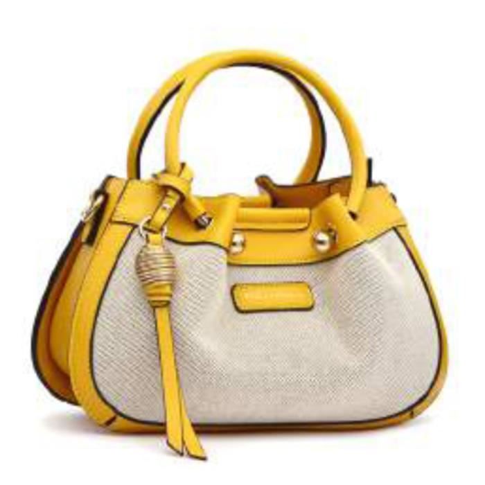 Sac toile Ted lapidus beige jaune 27x17x9 cm A2361 Achat