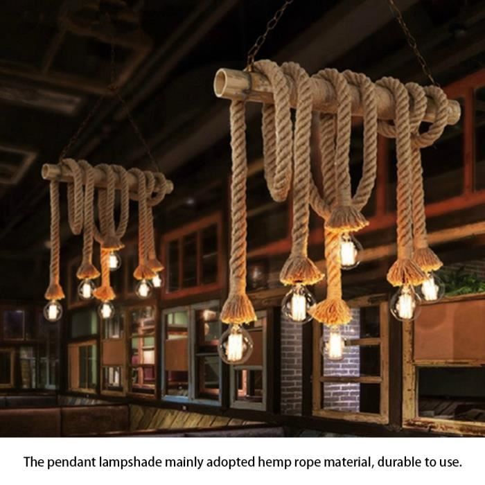 tmishion base de lampe lampe à suspension en corde de chanvre vintage support de base d'ampoule pour décor de pièce 85-265v (3 m