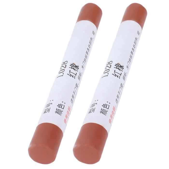 2 bâtons de remplissage en bois, kit de réparation de meubles, marqueurs en bois, marqueurs de meubles, retouches, crayons de cire en bois pour rayures, parquets (Blanc