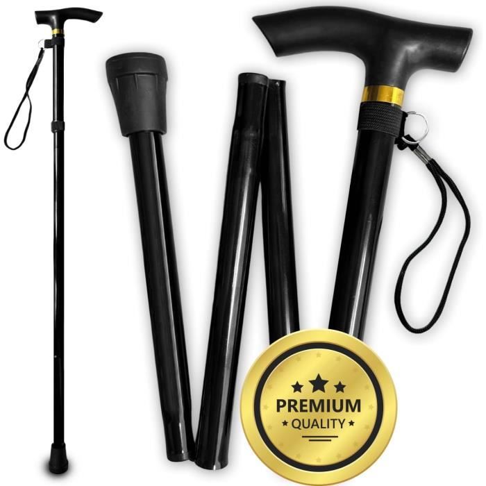 Canne De Marche Pliable Multifonction 2 En 1 Avec Coussin De Voyage - Bâton De Trekking Léger Réglable - Camping Randonnée - 13