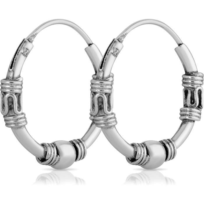 NKlaus orecchini singoli Bali Creole 15mm in argento 925