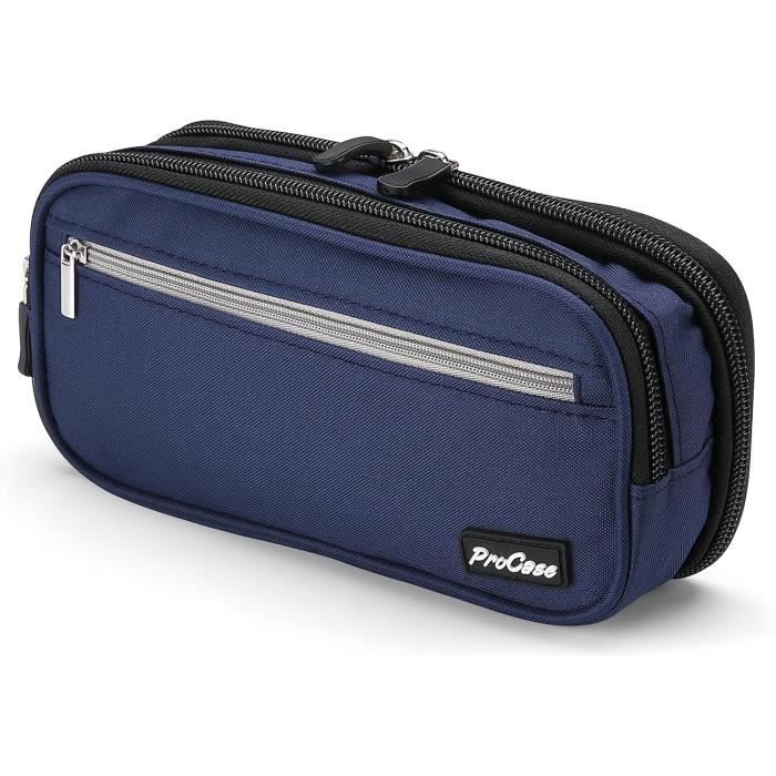 Trousse Scolaire Grande Capacité 24x11x7 Cm - Toile Oxford Noire Pour Collège/lycée - 9