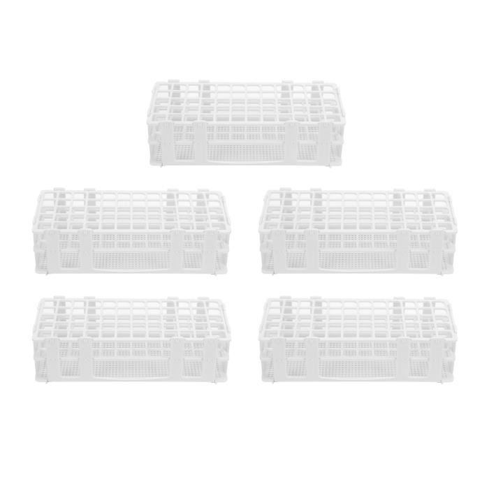 Porte-tubes En Plastique PP Blanc - 60 Trous Pour Tubes 17mm, Lot De 3 - Pour Labo Ou Rangement