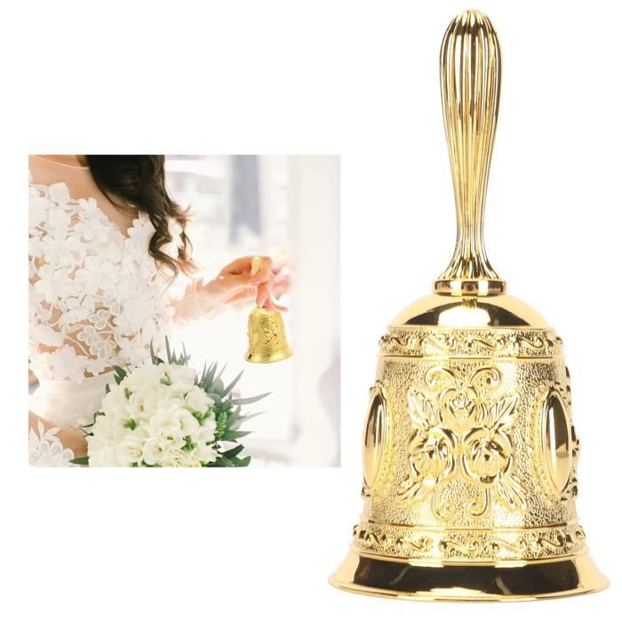 Cloche à Main Plaquée Or – Son Retentissant – Pour école, Appel D'urgence, Décoration – Longueur 13 Cm