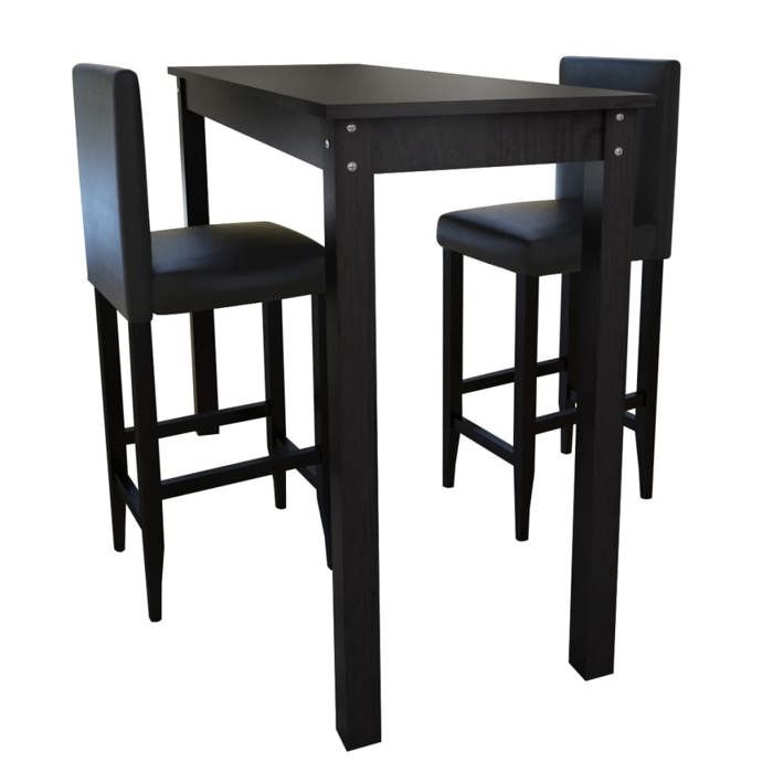 Set de 1 table de bar et 2 tabourets noir 160727