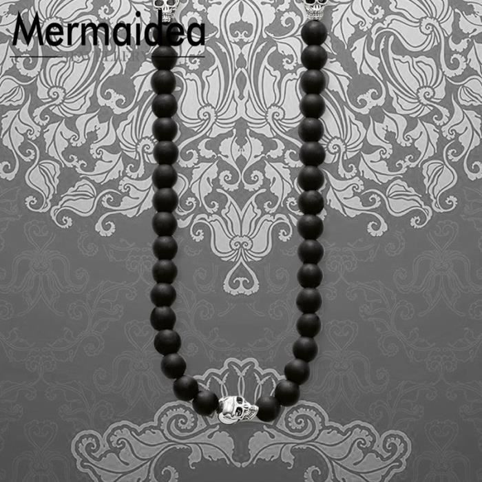 Bracelet Pour Homme En Perles De Crâne - Style Gothique Et Punk - Accessoire De Mode Pour Toutes Occasions - 2