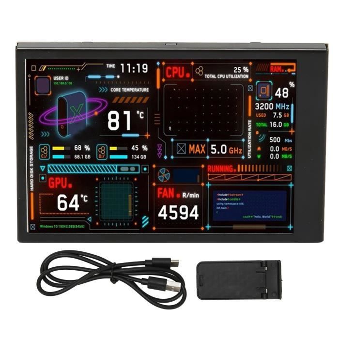 BLL Tbest moniteur de données CPU PC Tbest Moniteur de température d'ordinateur Affichage des Données du video videopr