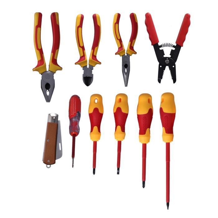 Jeu De 10 Tournevis Isolés VDE 500V – Lames Interchangeables Avec étui, Neuf