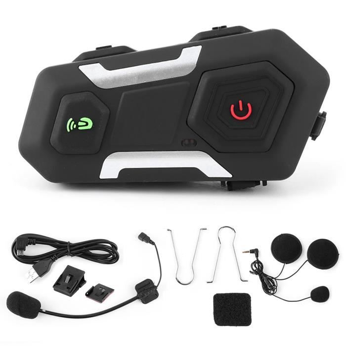 Casque Bluetooth de moto sans fil Interphone haut-parleur 1200m FM