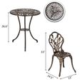 Ensemble table et deux chaise de jardin-Aluminium ensemble de coulée-Avec seau à glace-Motif Rose-1