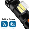 Lampe de poche lampe LED Solaire USB Rechargeable Puissante avec Side Lampe COB Banque D'alimentation (1500mAh Batterie Incluse)-1